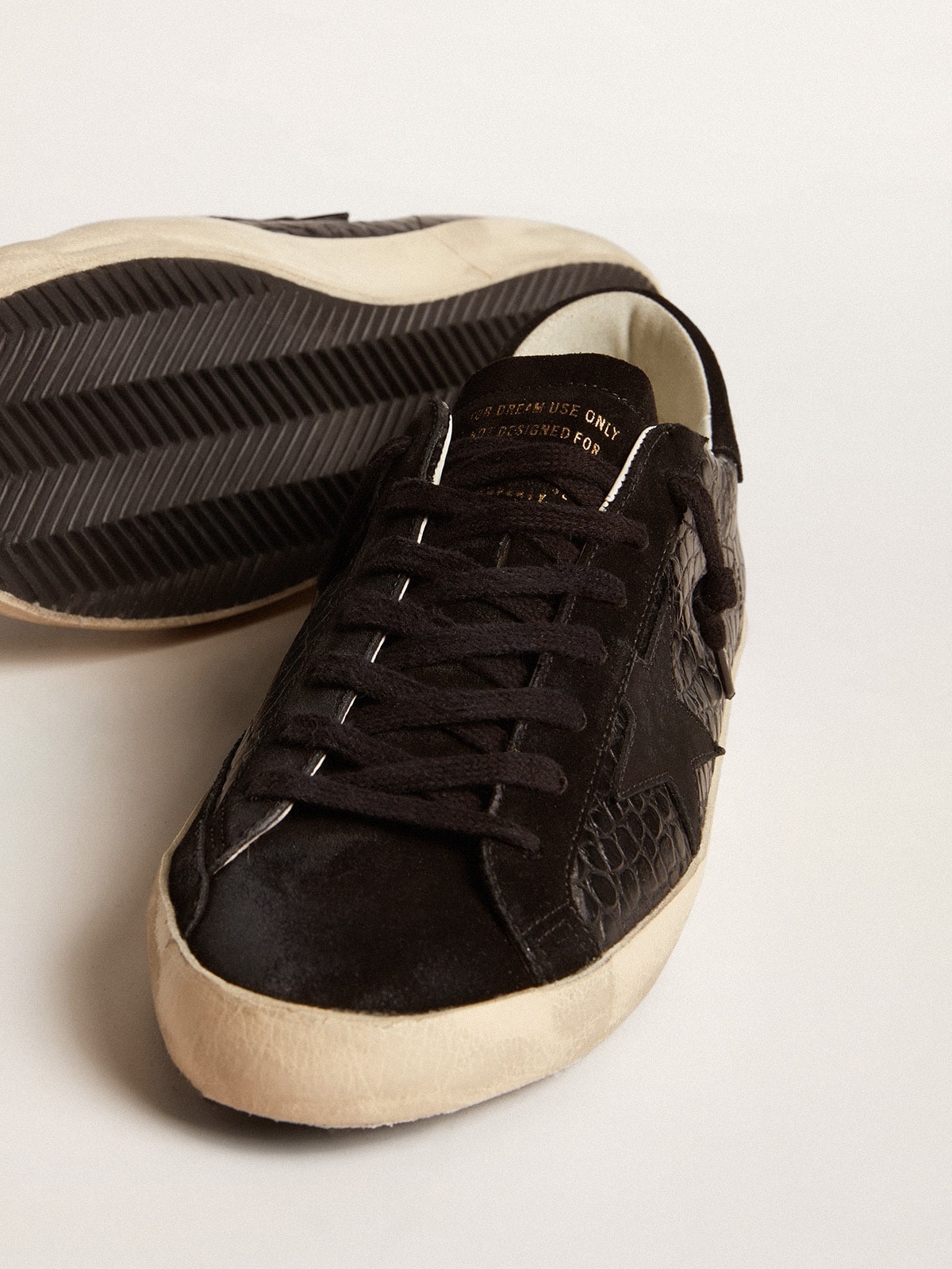 Super-Star LTD in crocodile-print leather with black suede inserts - 3