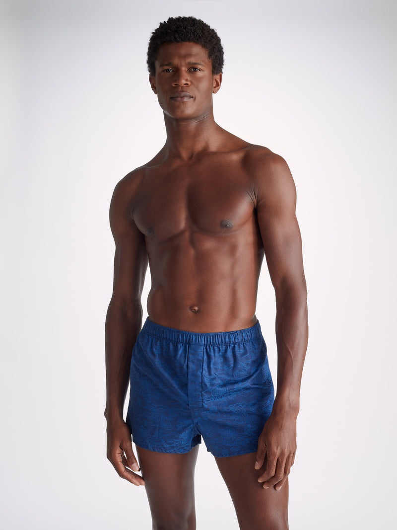 Men's Modern Fit Boxers Paris 25 Cotton Jacquard Navy - 5