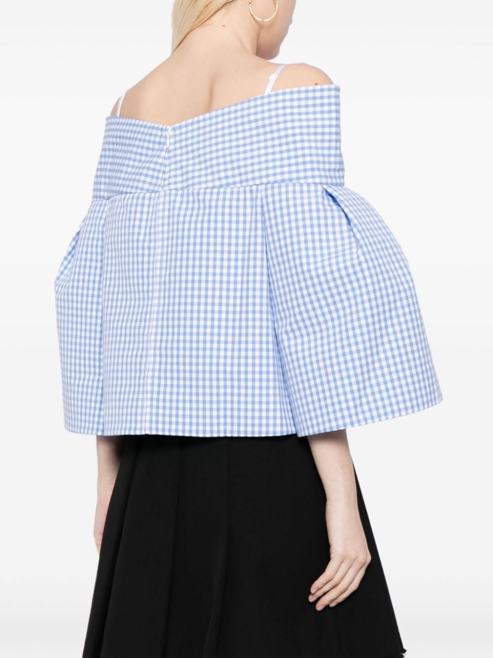bow-detail gingham-check blouse - 4