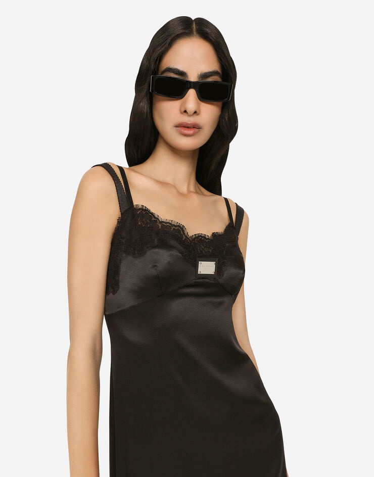 Long satin slip dress with the Dolce&Gabbana tag - 4
