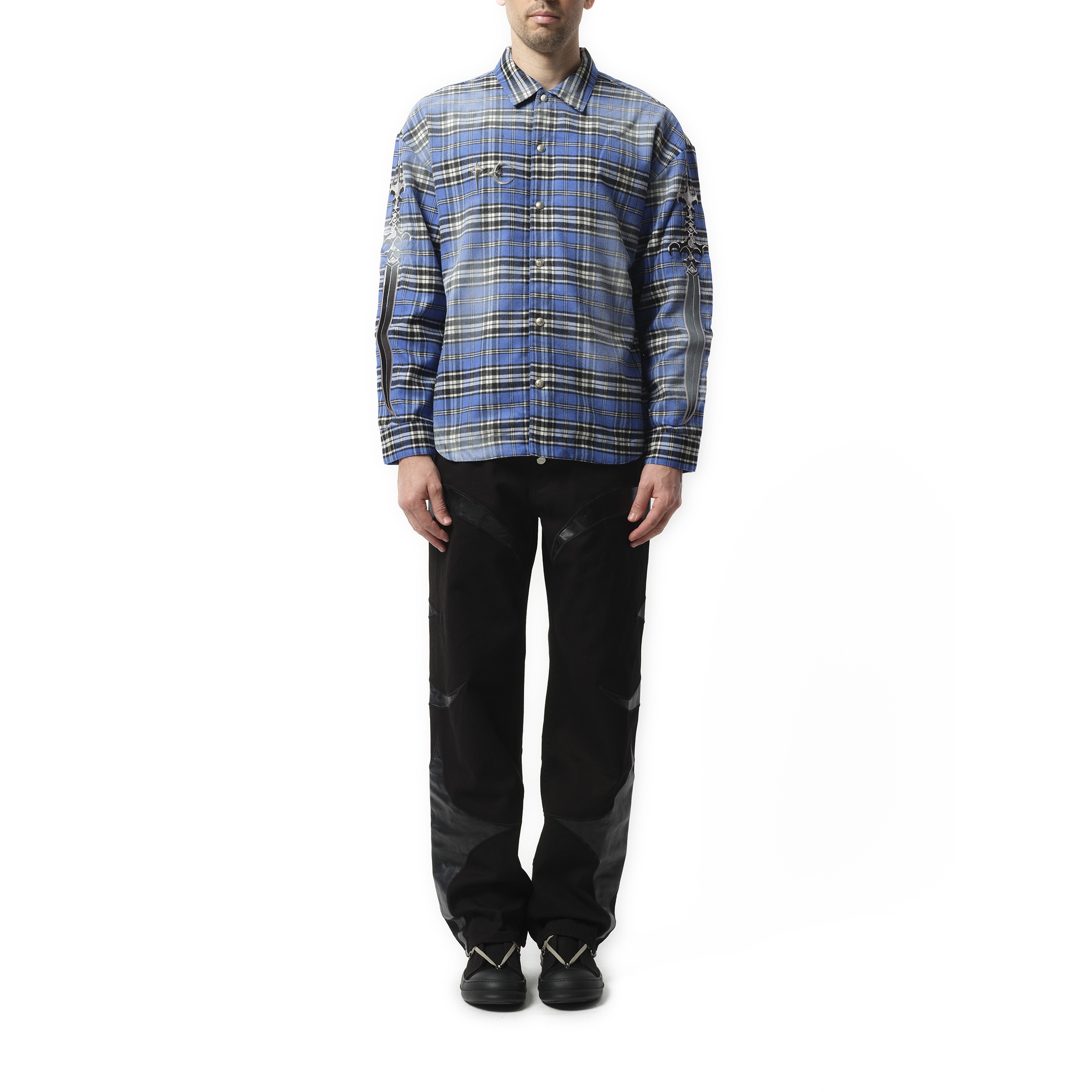 Arab Sword Flannel Shirt in Blue - 4
