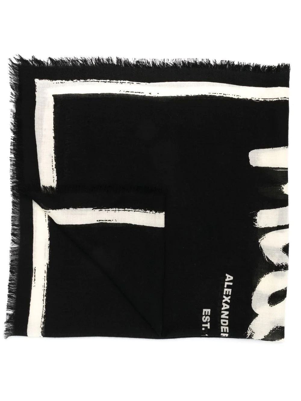 logo print wool scarf - 1