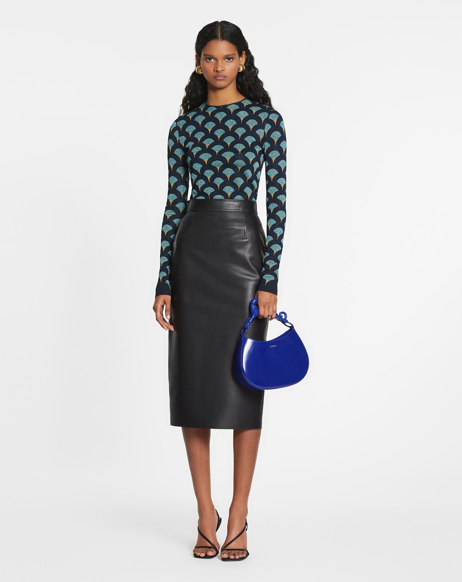 LEATHER MIDI PENCIL SKIRT - 2