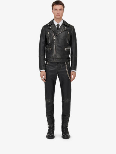 Alexander McQueen Men's Leather Biker Jacket in Black/ivory outlook