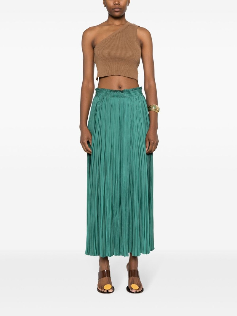 ULLA JOHNSON pleated satin midi skirt outlook