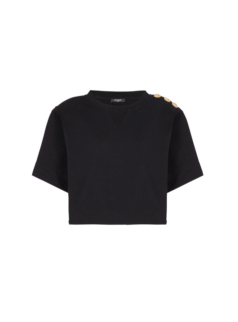 Cropped sweatshirt with buttons - 1