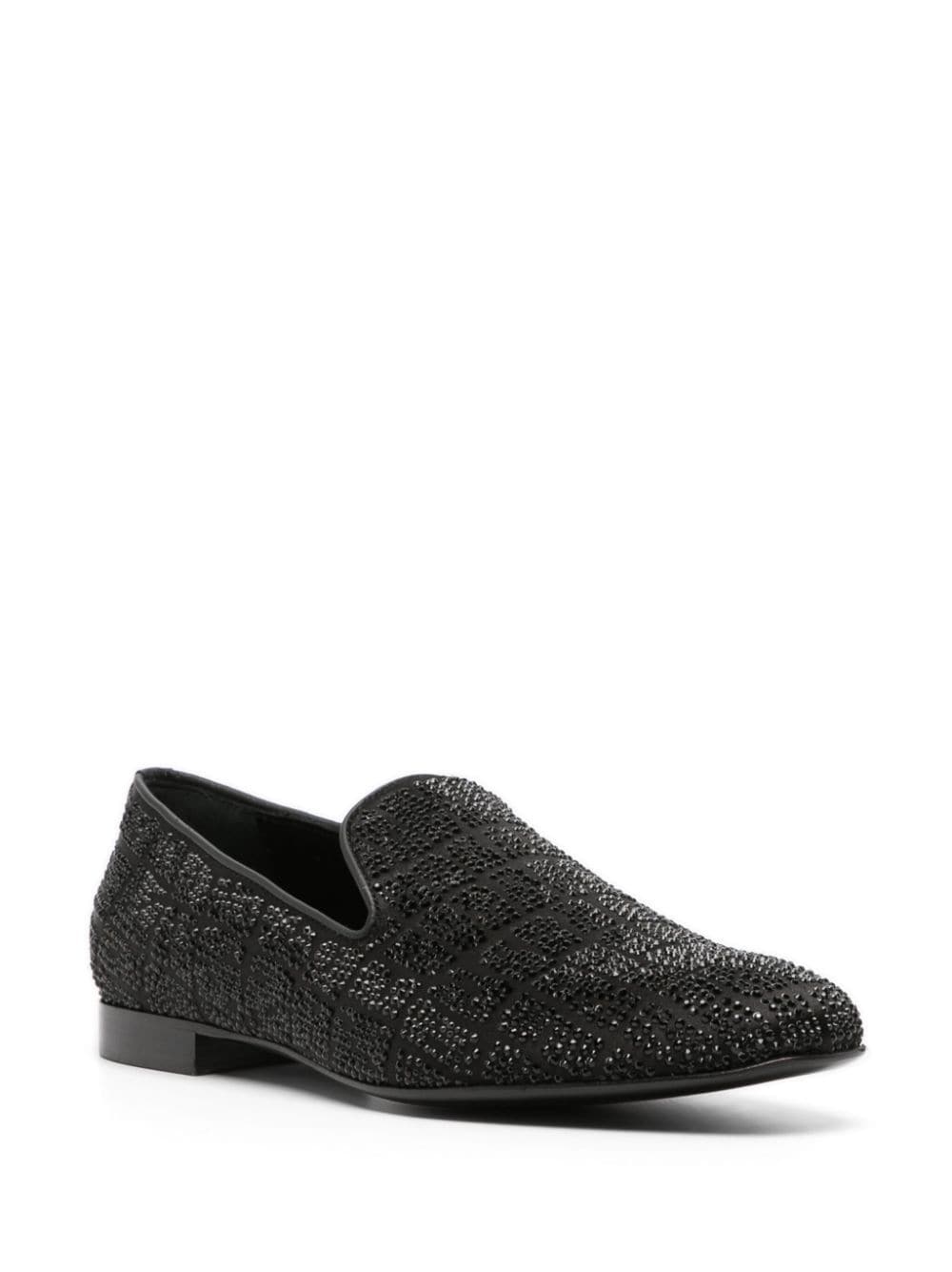 crystal-embellished satin loafers - 2
