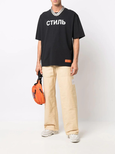 Heron Preston logo patch wide-leg chinos outlook