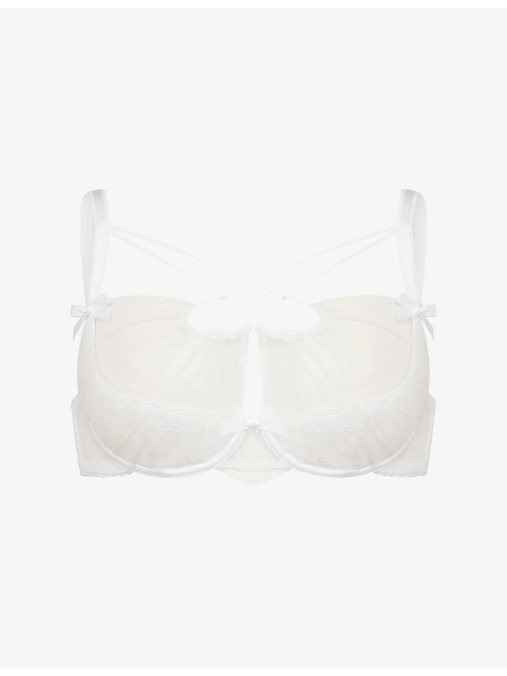 Halley High-Neck Satin And Lace Demi Bra - 1