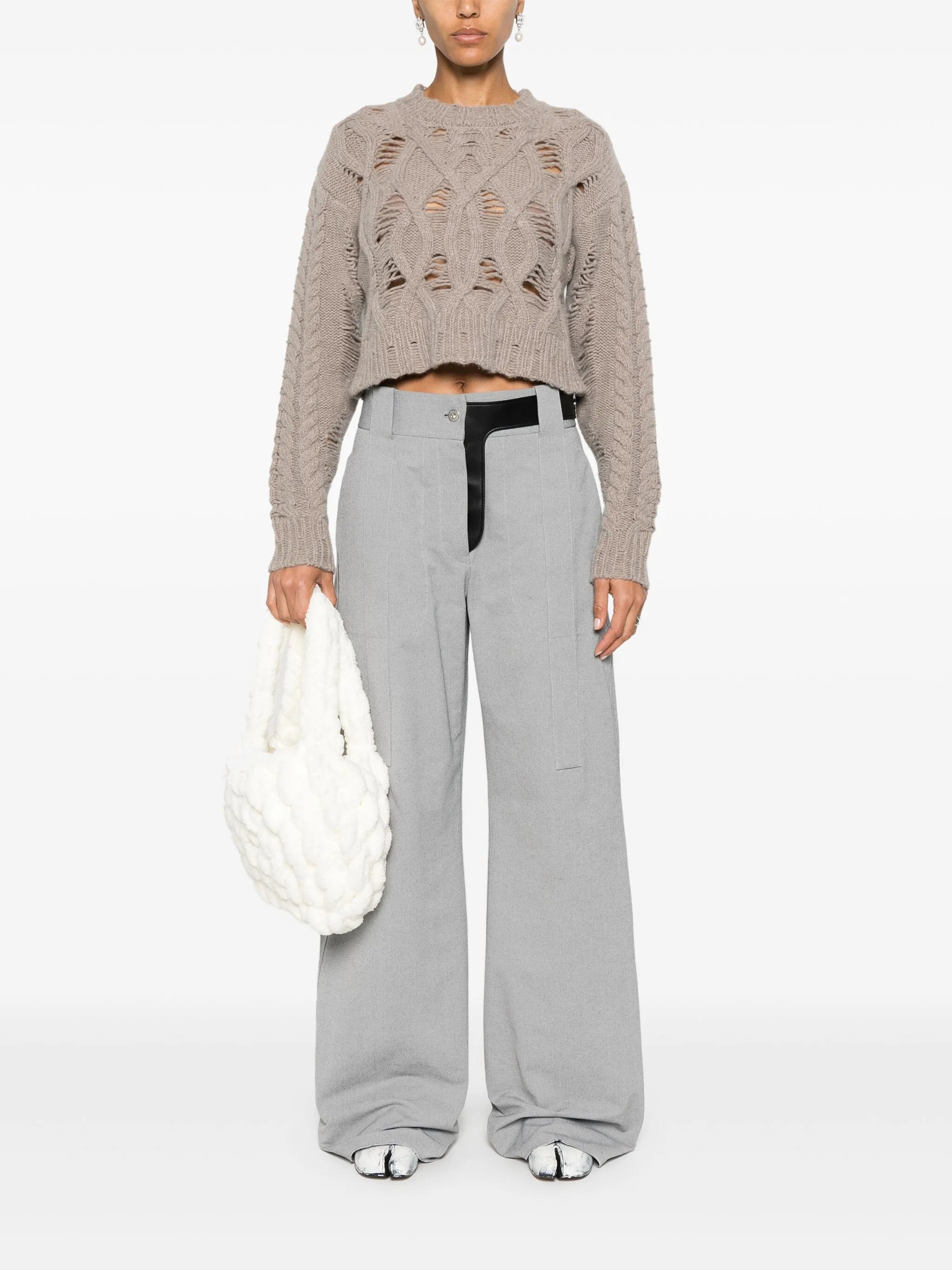 cable-knit cropped sweater - 2
