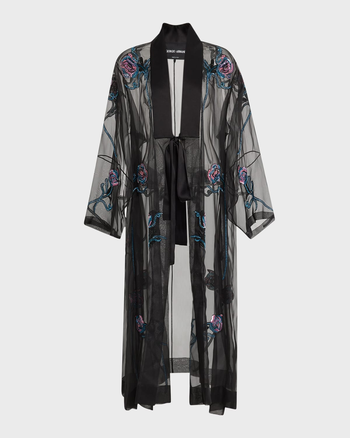 Sheer Crystal Embellished Kimono - 1