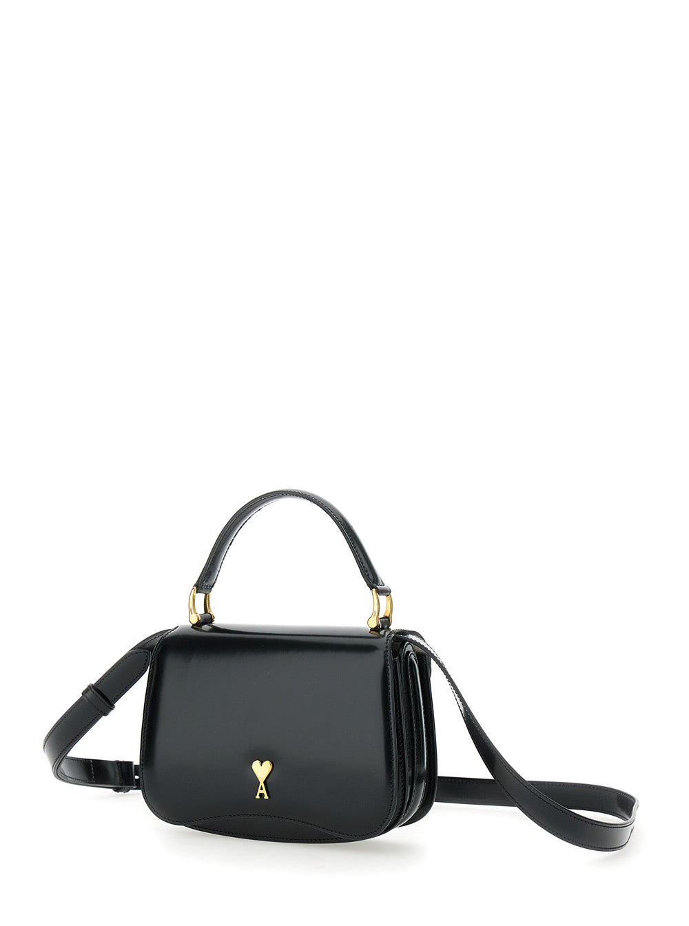 Ami Paris Women Black Handbag With Adc Patch On The Front And Adjustable And Removable Shoulder Stra - 2