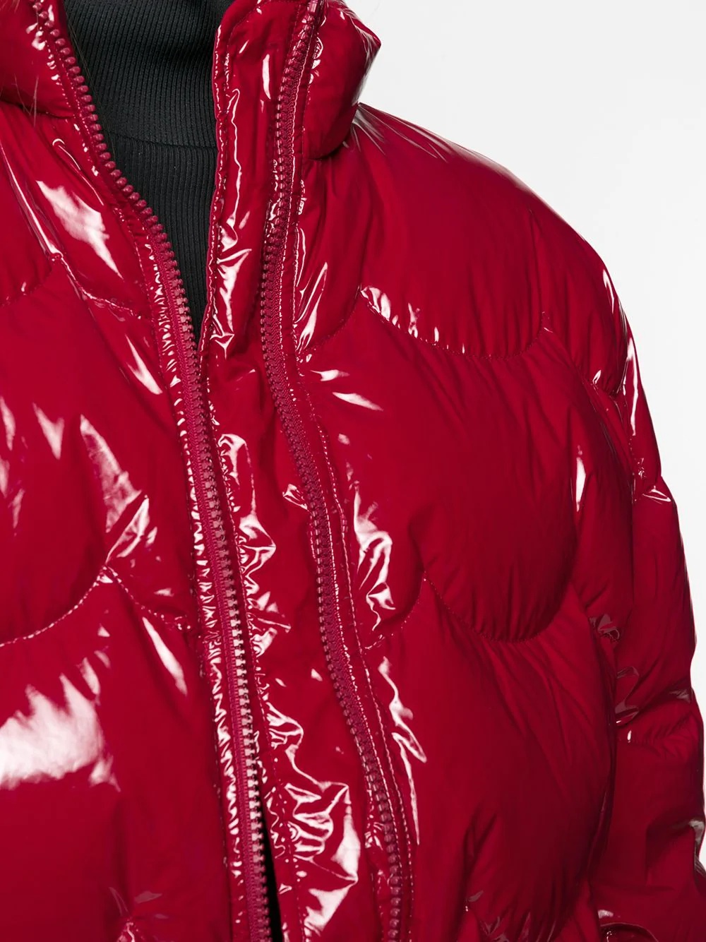 red patent puffer jacket - 5