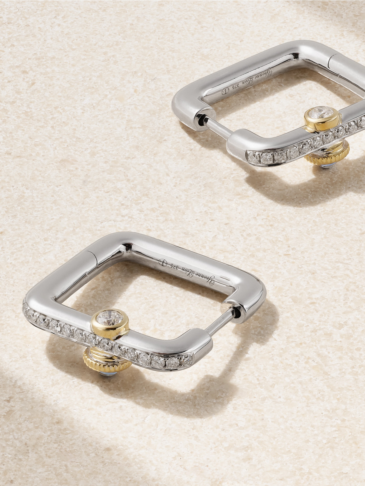 Gousset 9-karat White Gold, Diamond And Sapphire Hoop Earrings - 3
