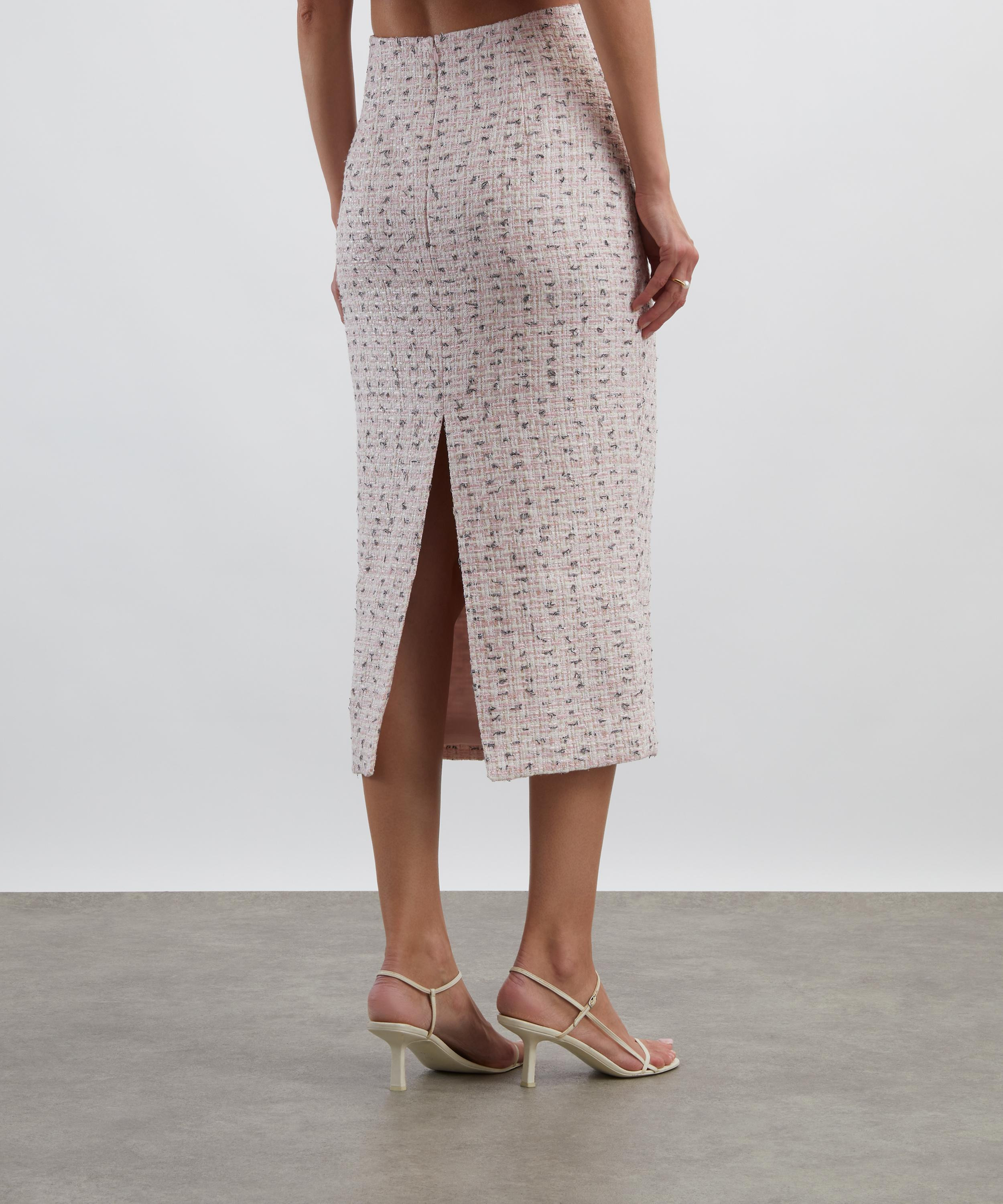 Pink Bouclé Pearl Midi Skirt - 4