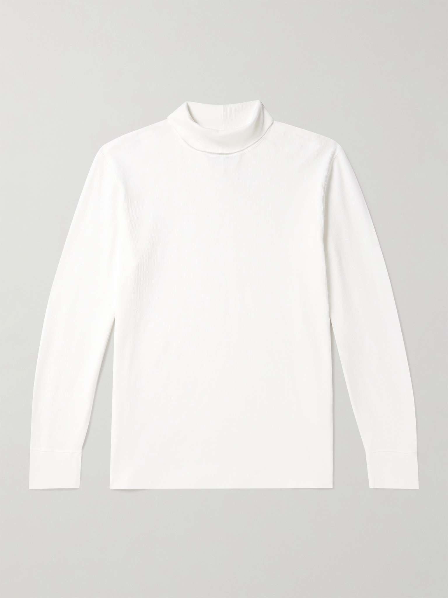 Ribbed Cotton-Blend Jersey Rollneck T-Shirt - 1