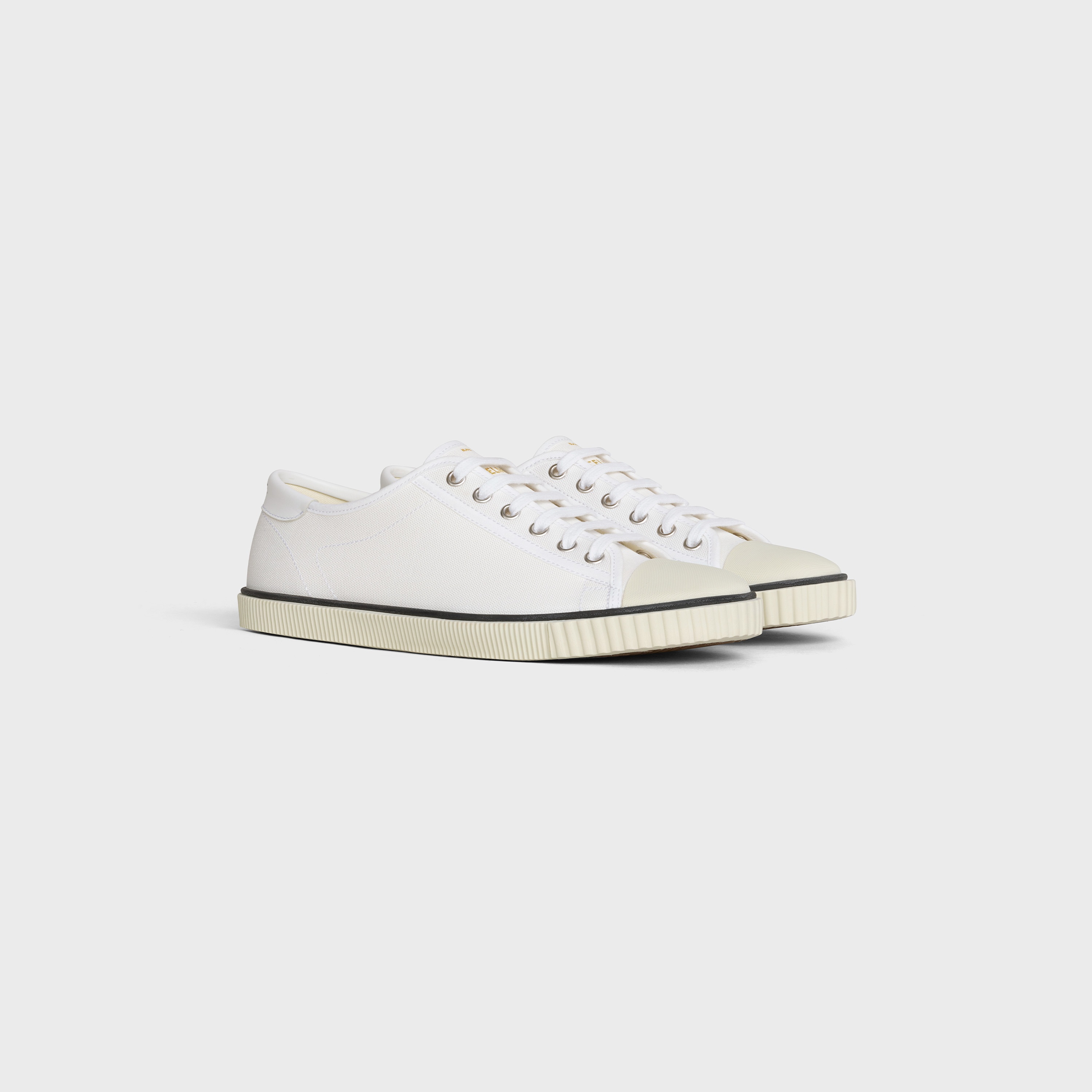 Celine Blank Low Lace Up Sneaker with Toe Cap in Canvas and Calfskin - 2