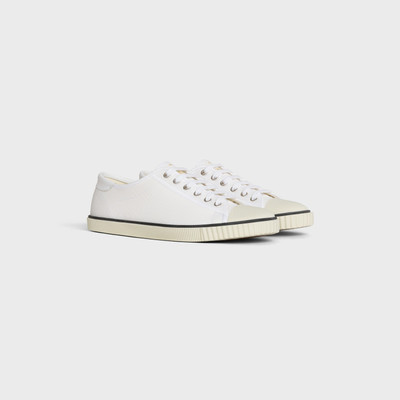 CELINE Celine Blank Low Lace Up Sneaker with Toe Cap in Canvas and Calfskin outlook