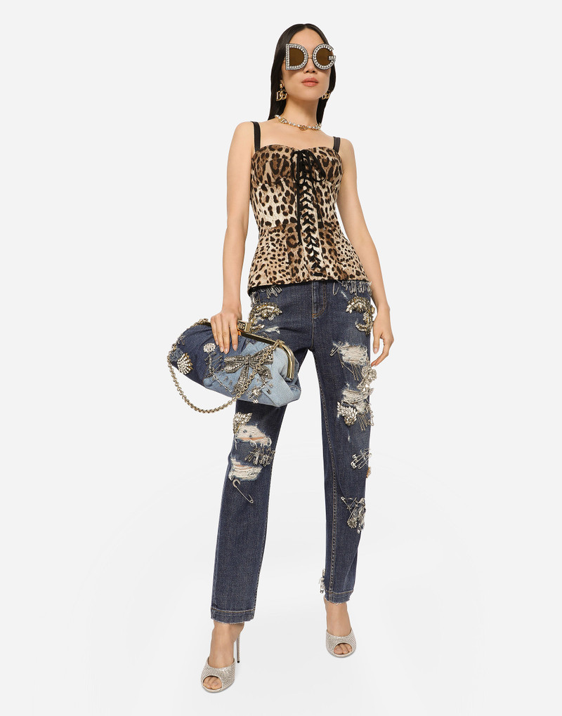 Leopard-print drill shaper corset with laces 5