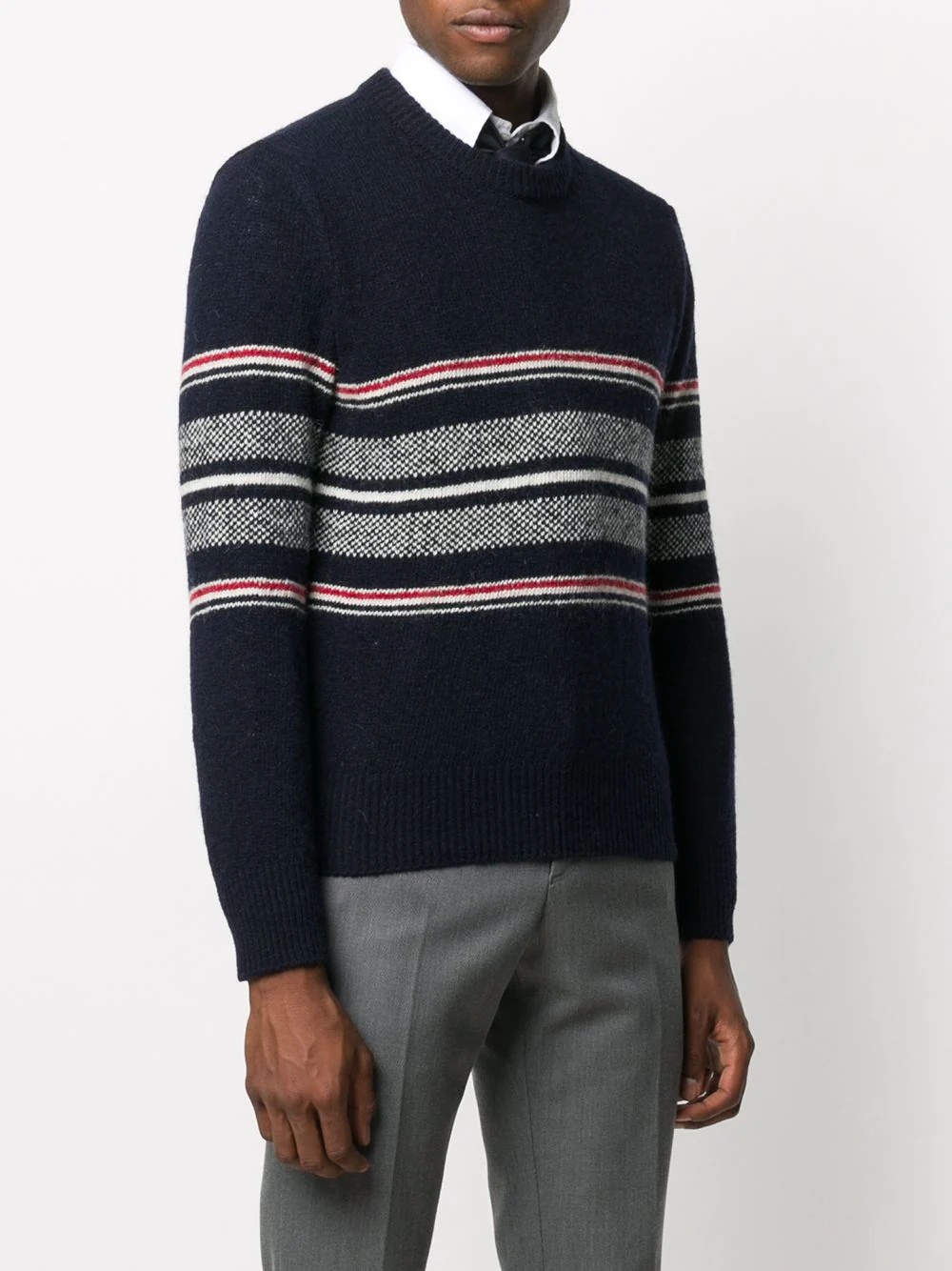 striped birdseye jacquard jumper - 3