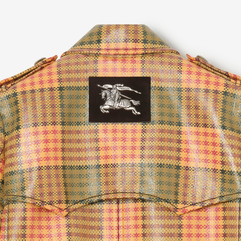 Burberry Short Check Coated Raffia-effect Summerside Trench Coat outlook