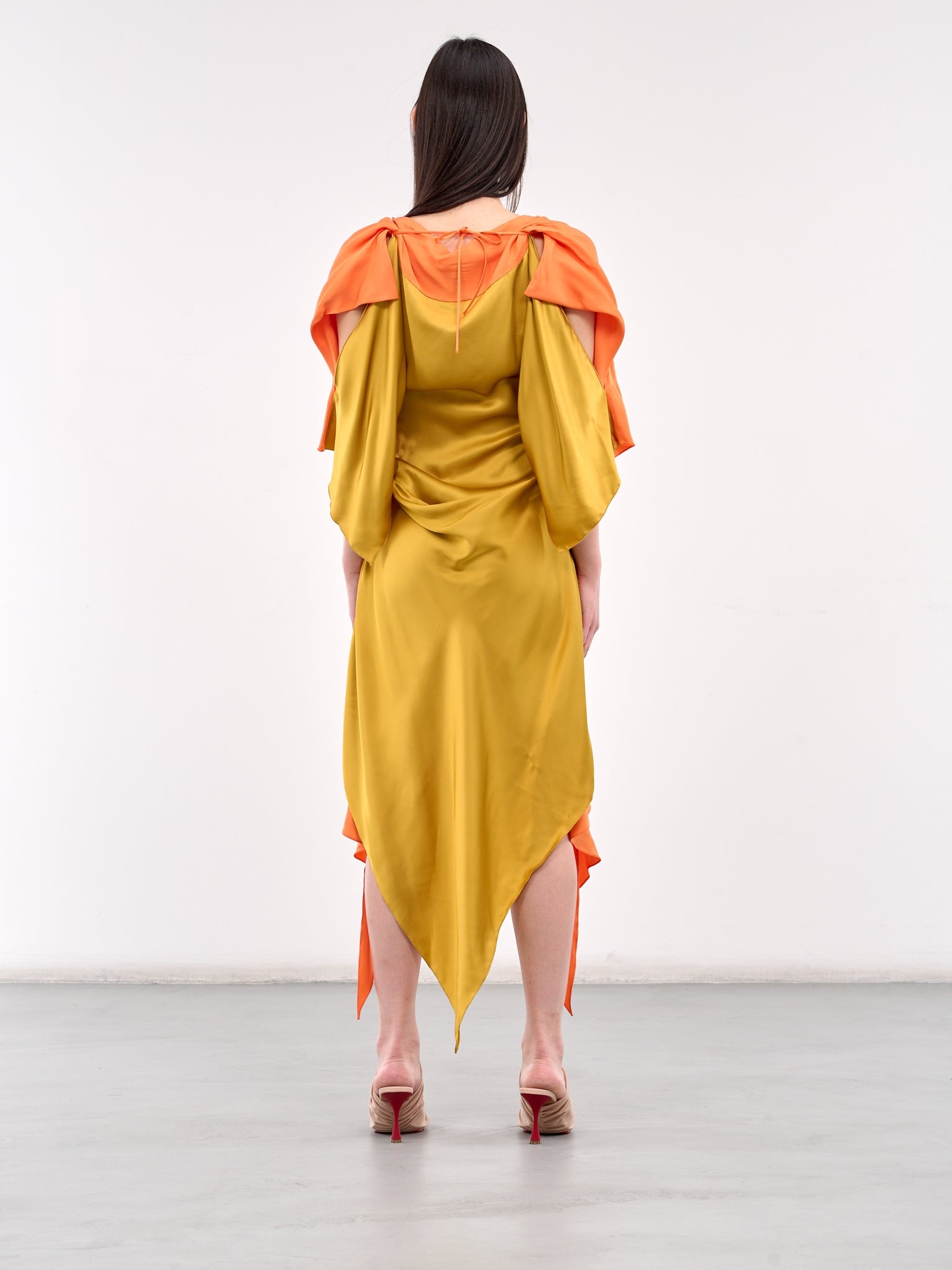 Draped Two-Tone Midi Dress - 3