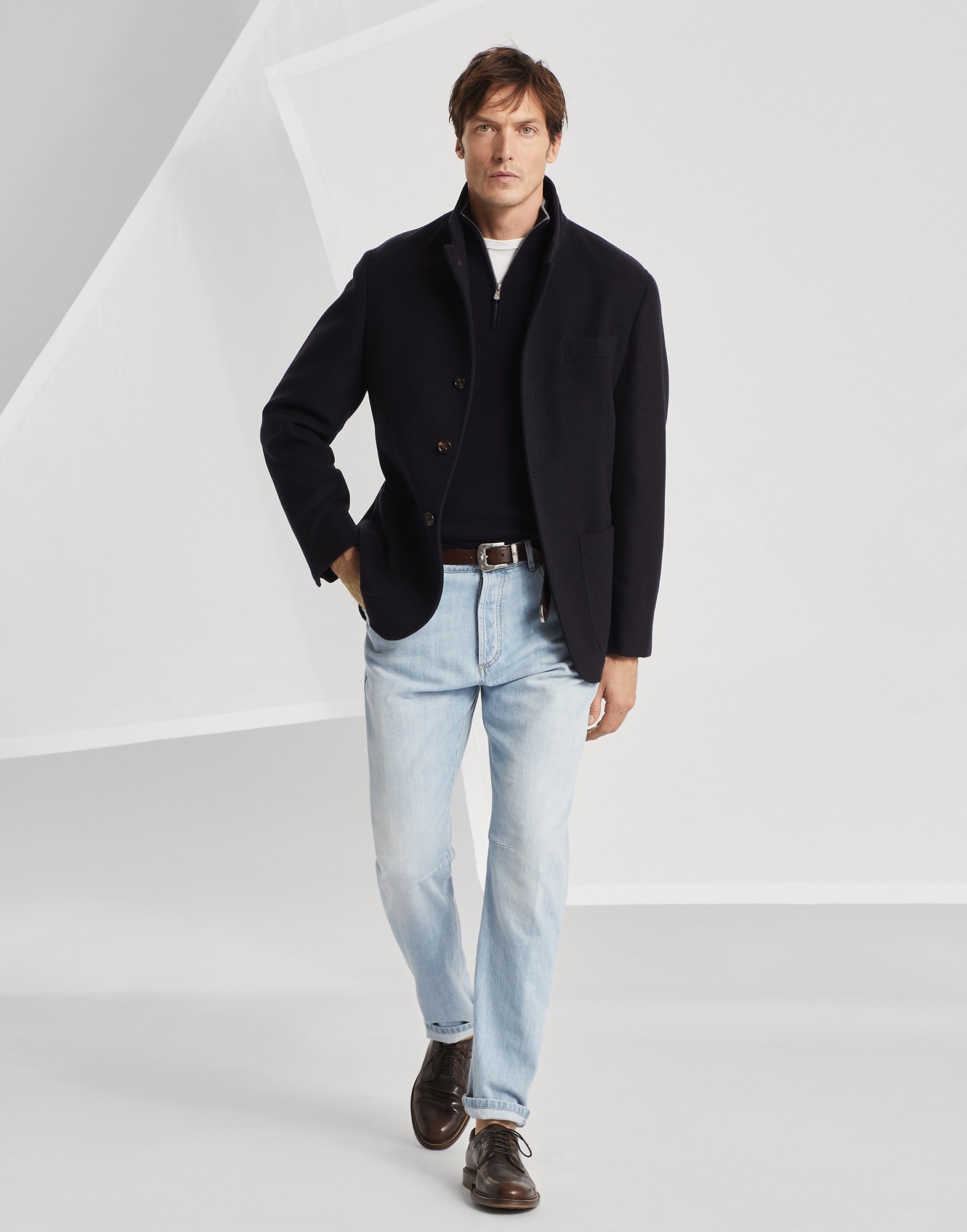 Lightweight denim leisure fit five-pocket trousers - 4