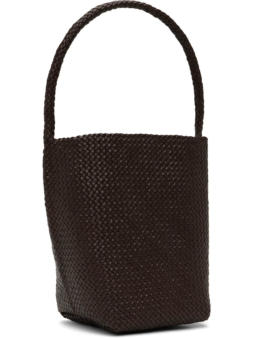 Brown Medium Woven N/S Tote - 3