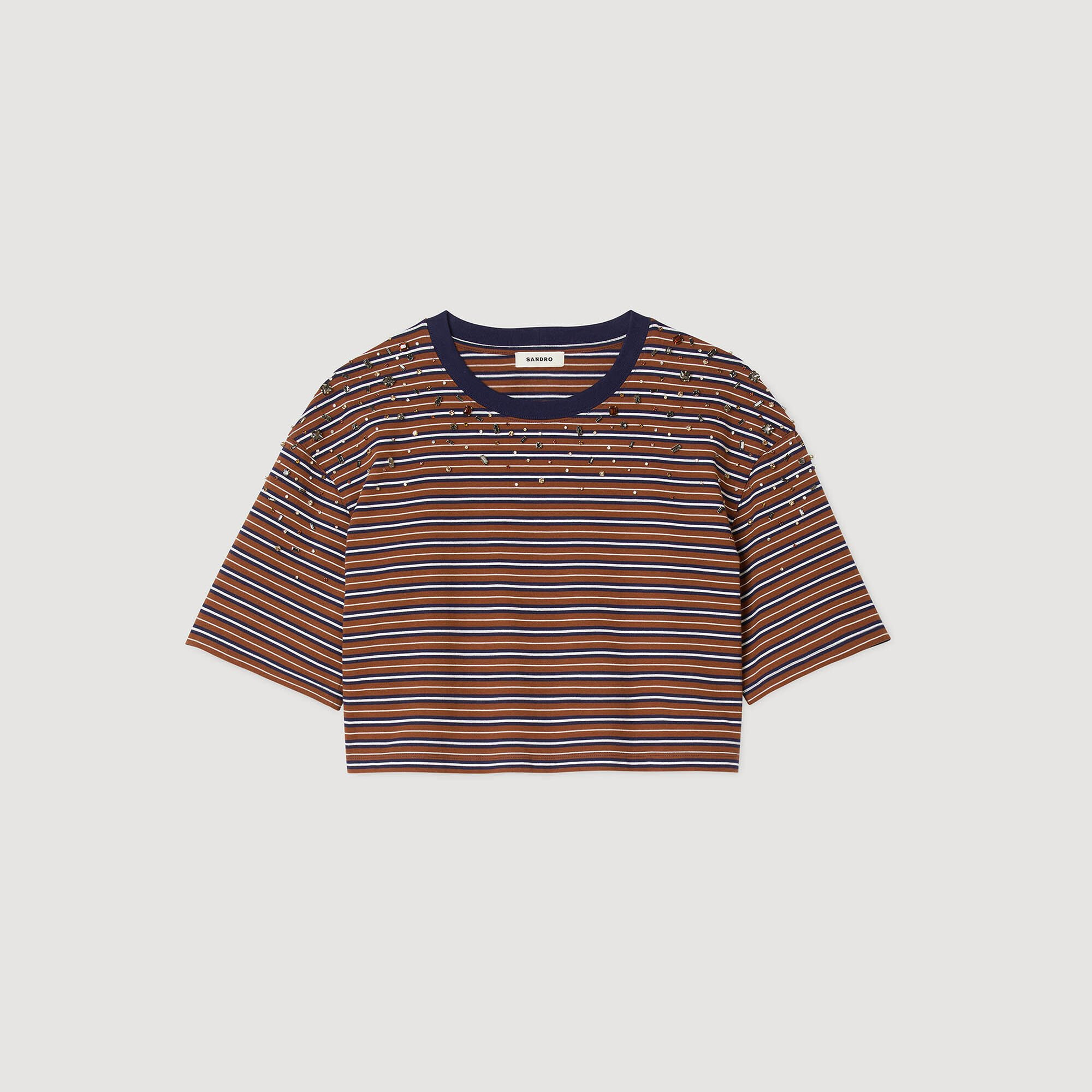 STRIPED RHINESTONE T-SHIRT - 6