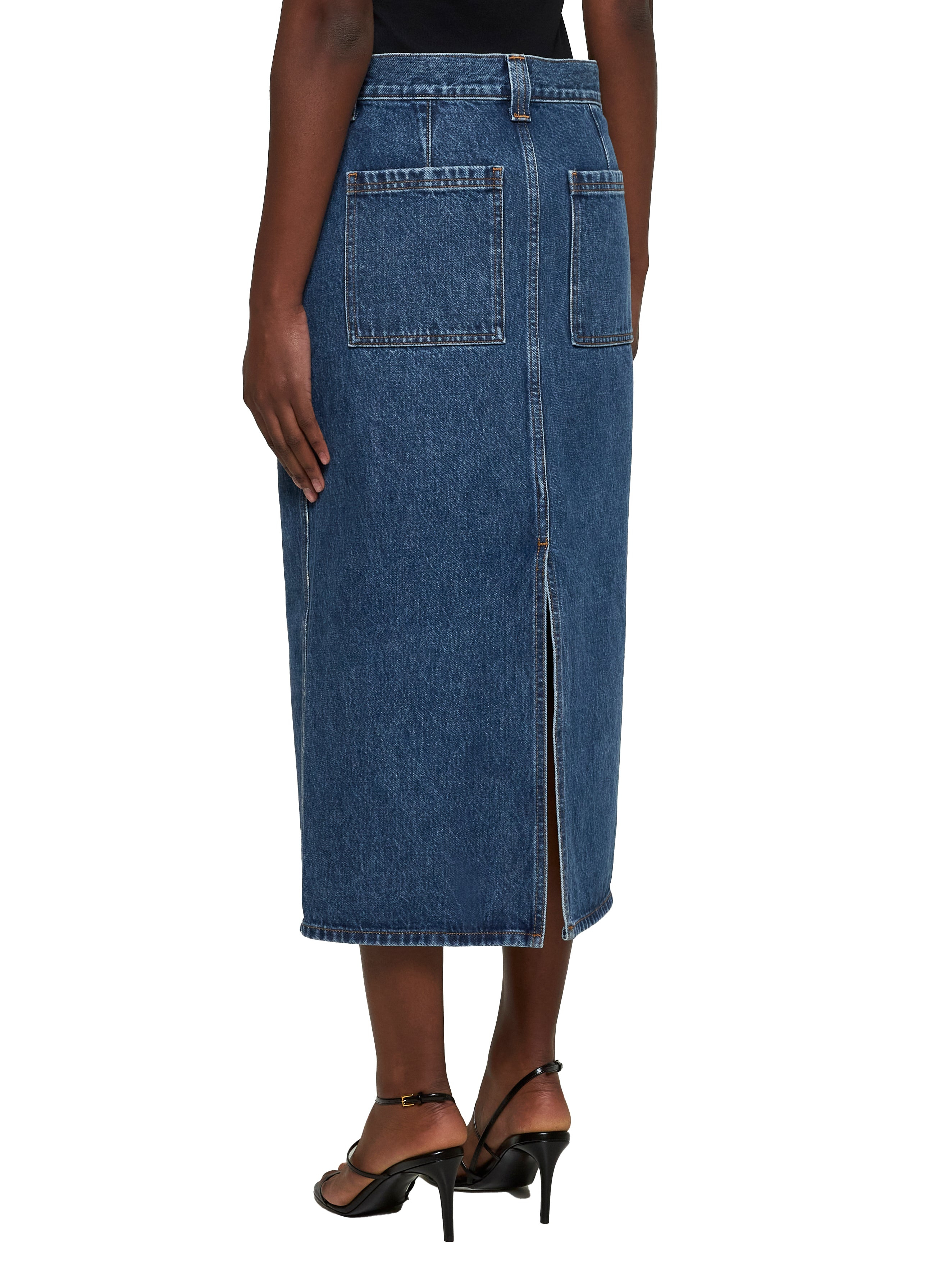 Blue denim Genevieve midi skirt - 4