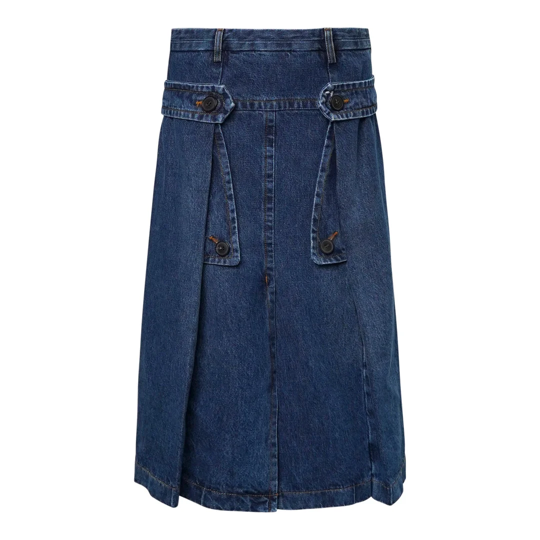 Pleated Pocket Midi Skirt - 1