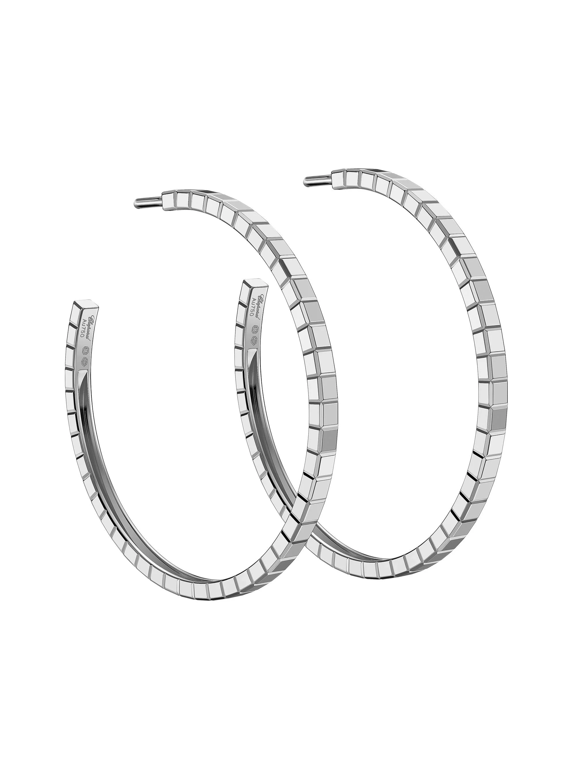 Women's Ice Cube 18K White Gold Hoop Earrings - White Gold - 1