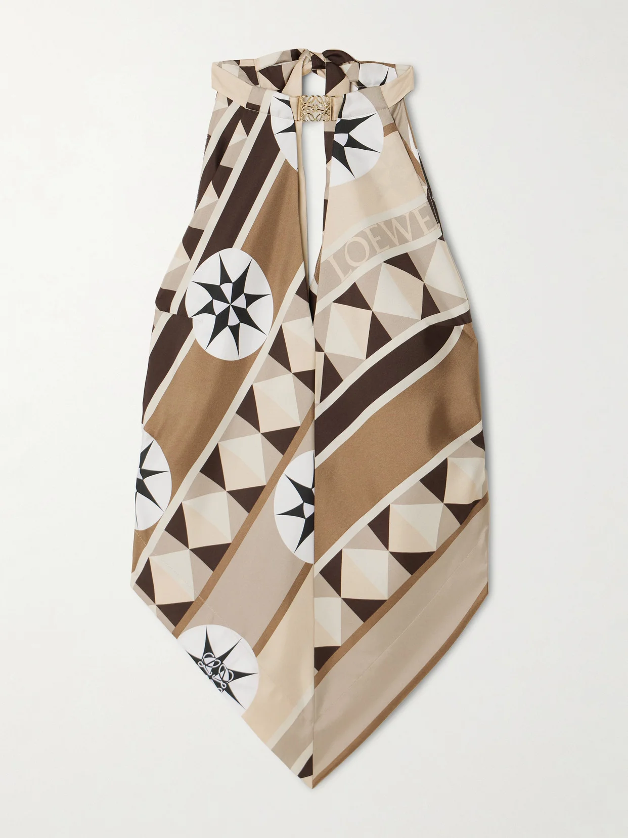 + Paula's Ibiza Embellished Cutout Printed Silk-twill Halterneck Top - 1