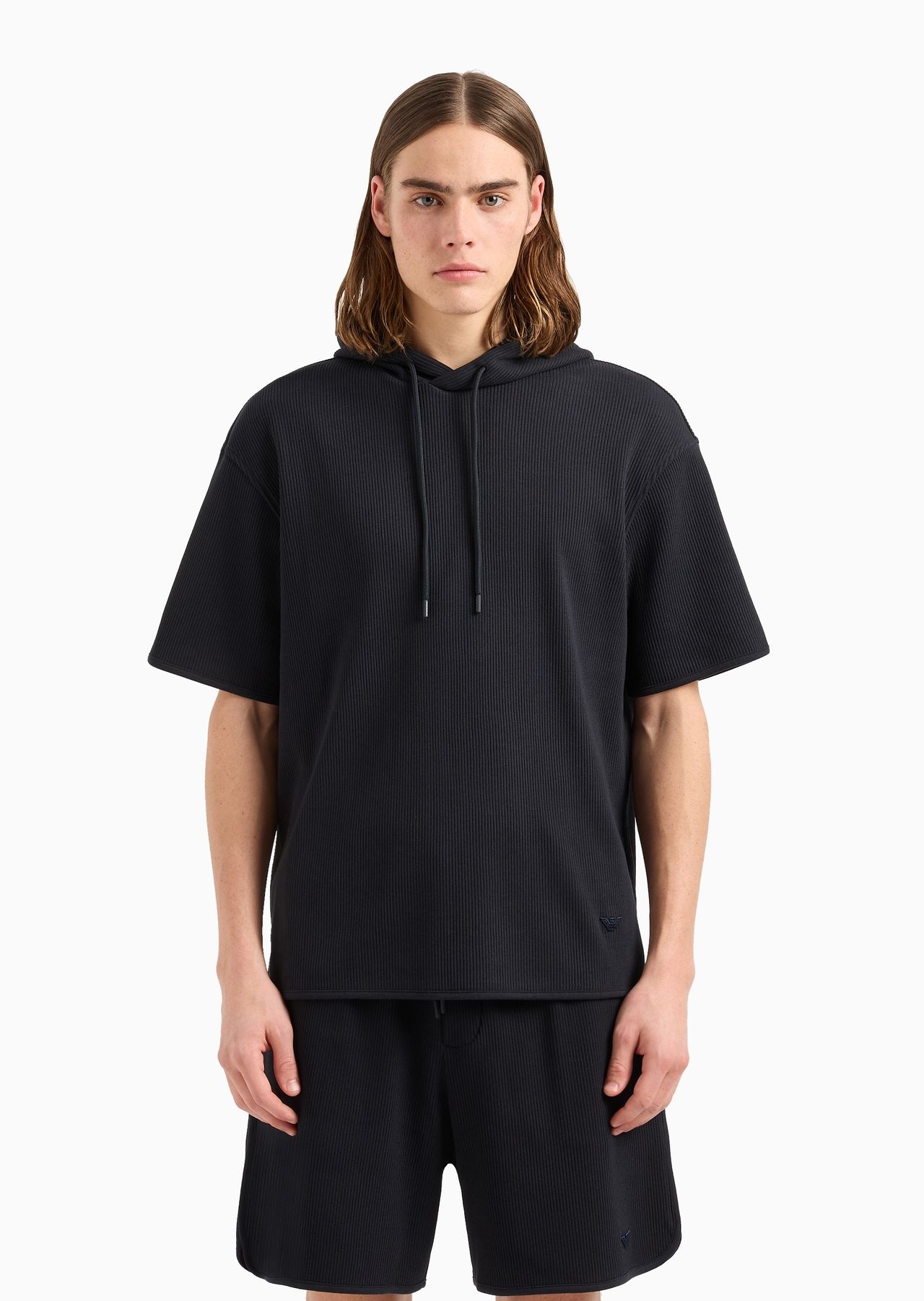 Short-sleeved hooded jumper in canneté jersey - 2