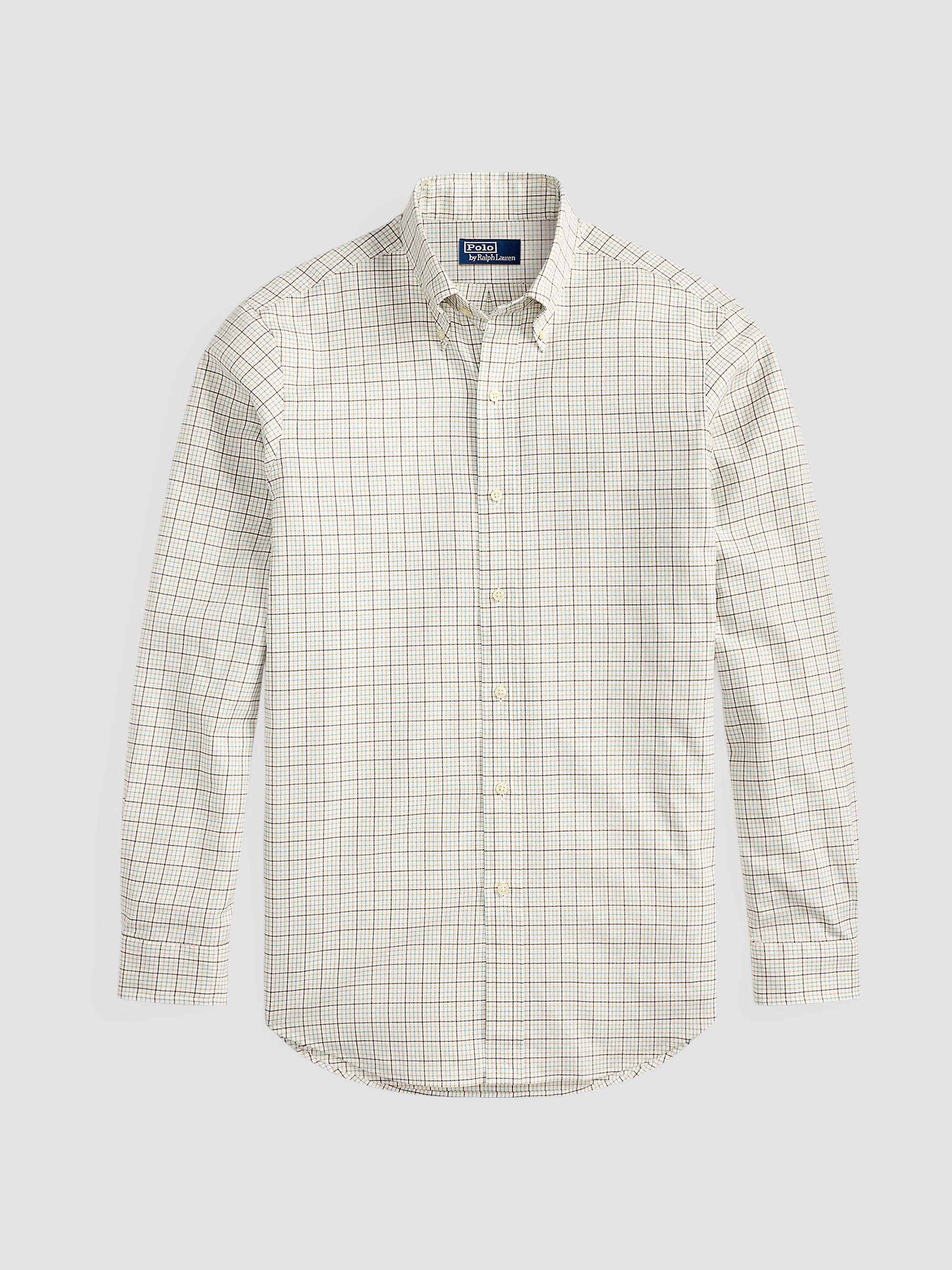 Men's Tattersall Cotton Shirt - White Khaki Multi - 1