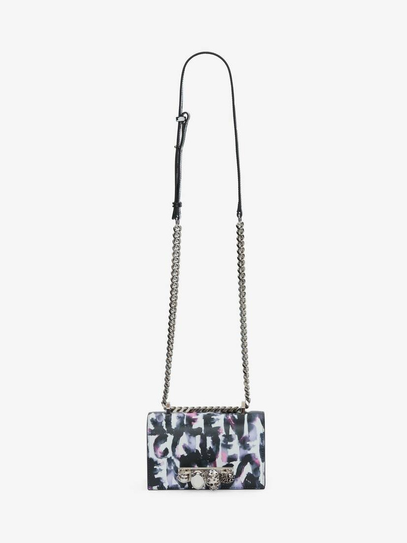 Women's Watercolour Graffiti Mini Jewelled Satchel in Multicolor 5