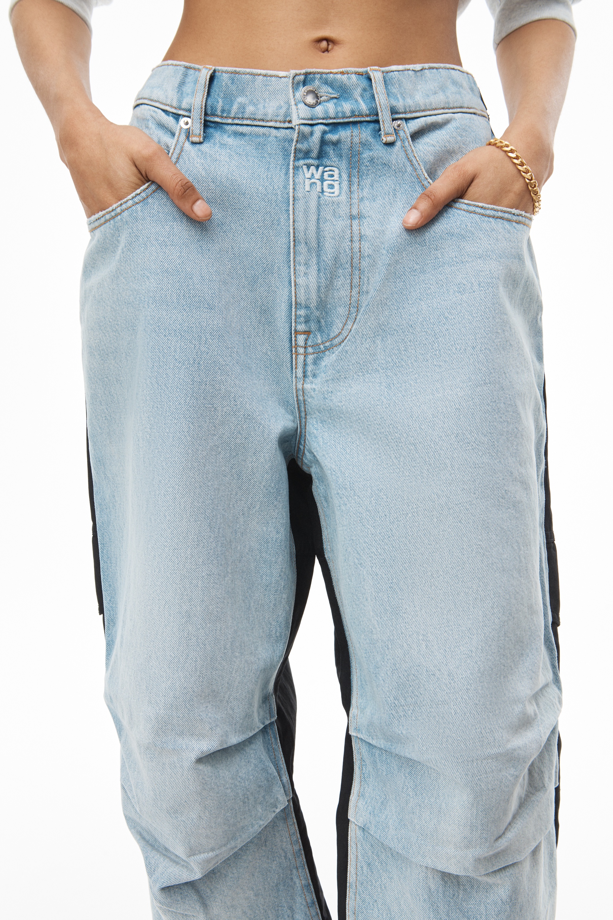 HYBRID CARGO JEAN IN DENIM AND NYLON - 3