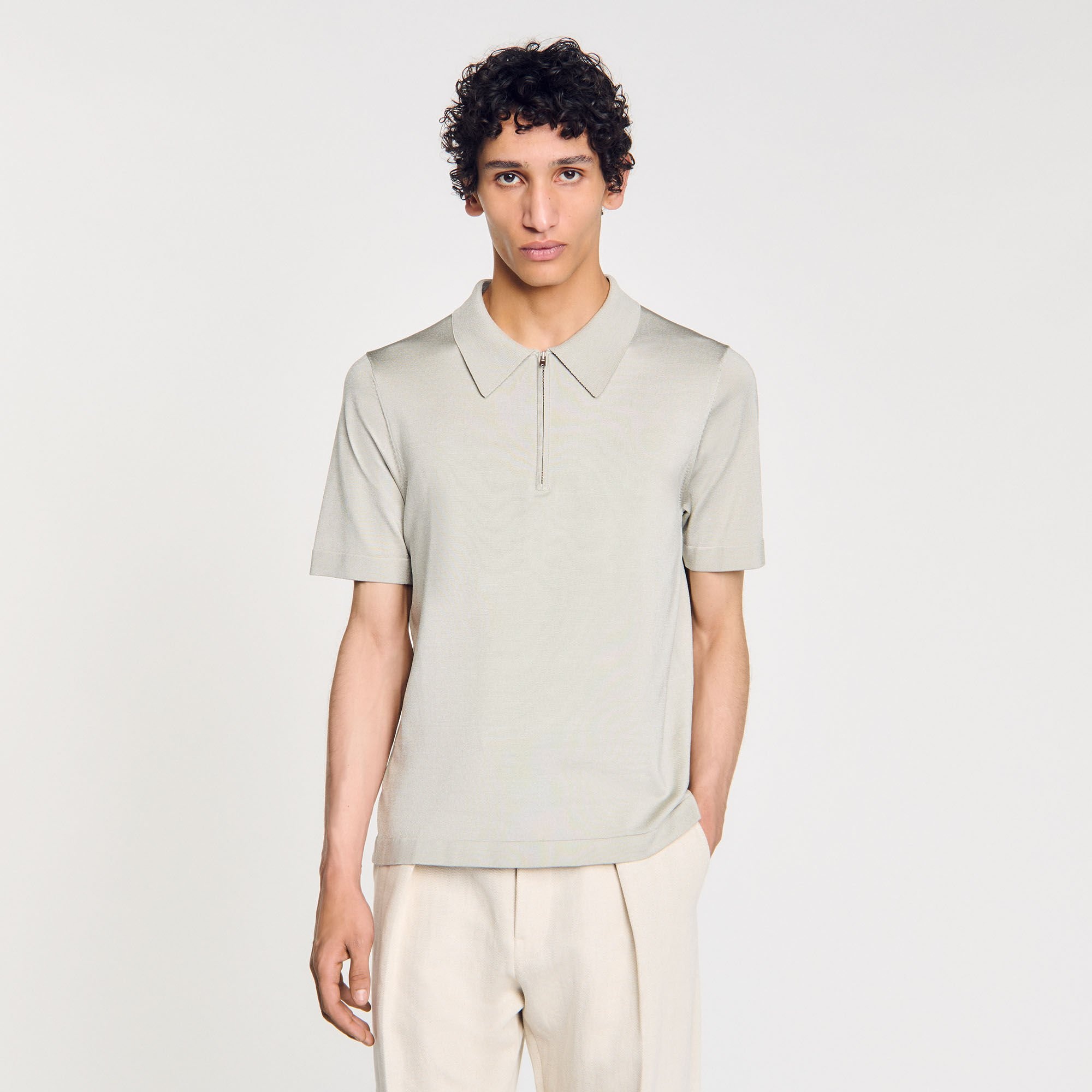 KNITTED POLO SHIRT WITH ZIP COLLAR - 4