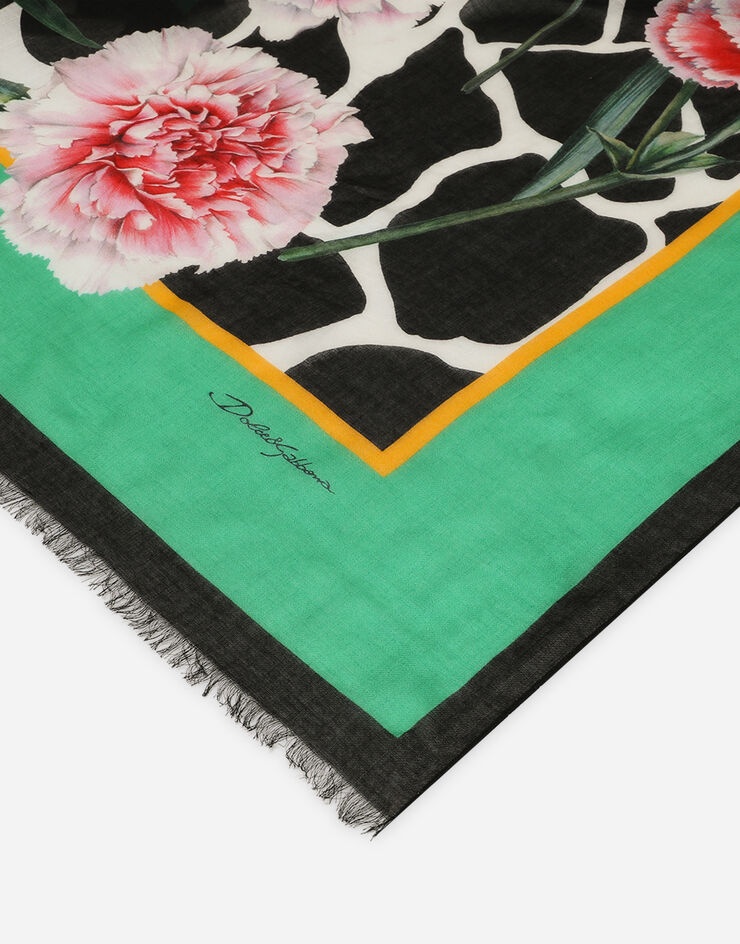 Carnation-print modal and cashmere scarf (135 x 200) - 3