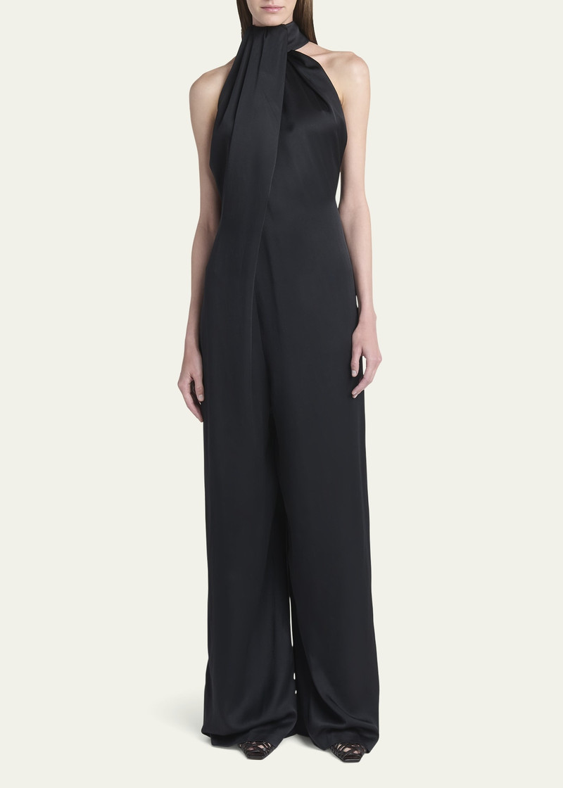 Stella McCartney Envers Draped Satin Halterneck Jumpsuit outlook