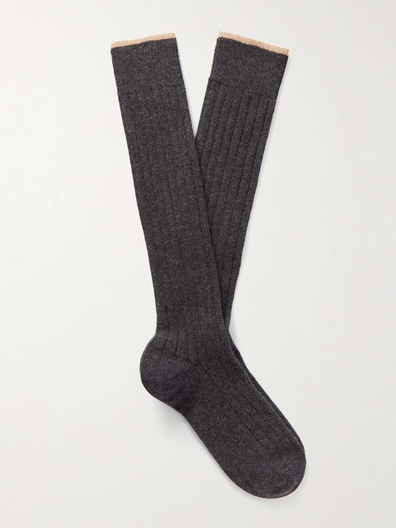 Ribbed Cashmere Socks - 1