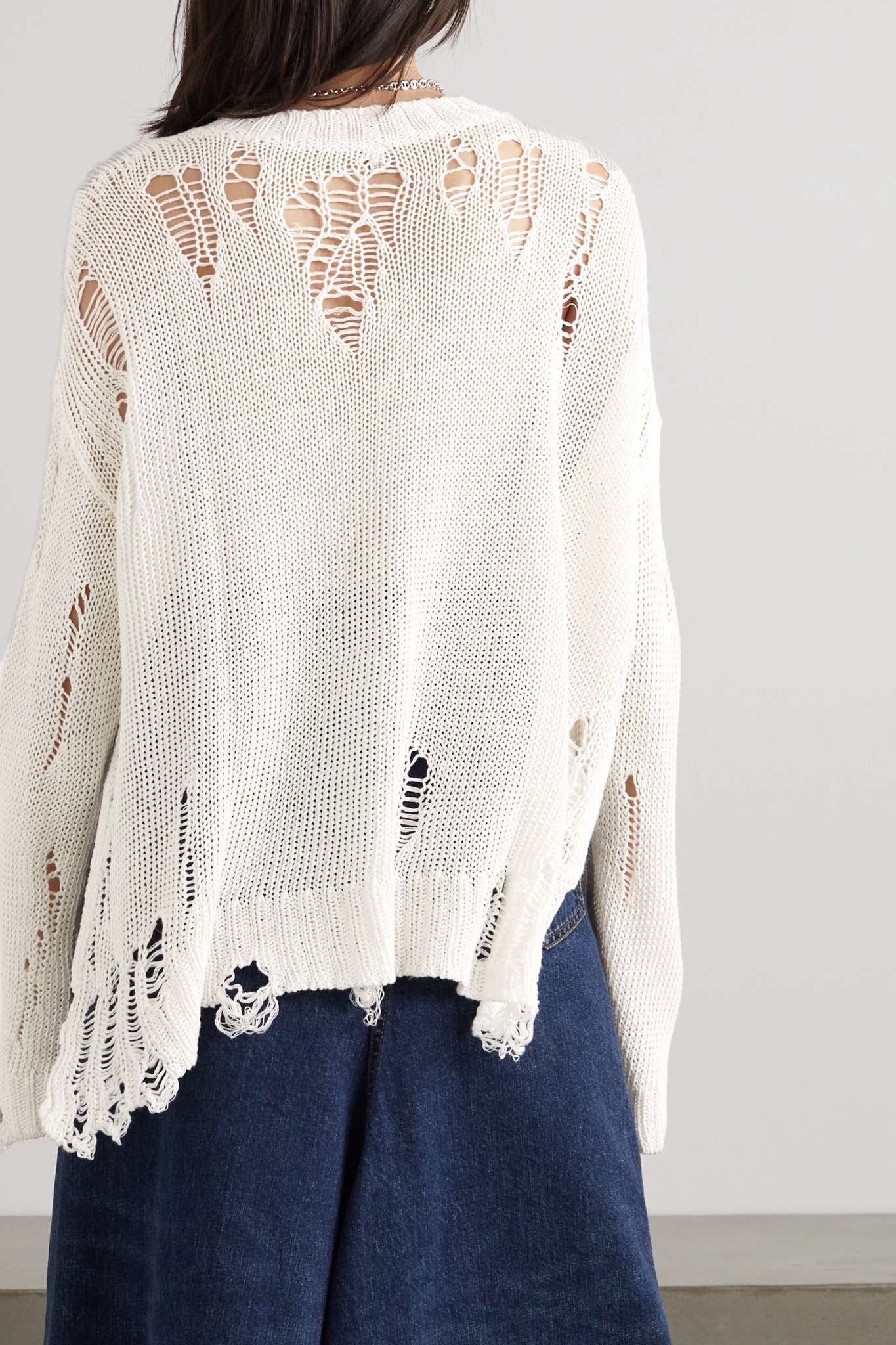 Distressed linen sweater - 4