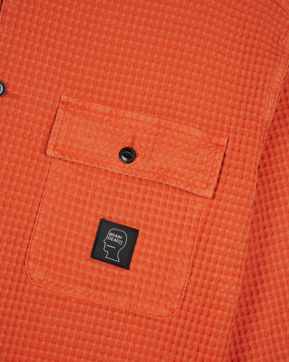 Waffle Button Front Shirt - Terracotta - 3
