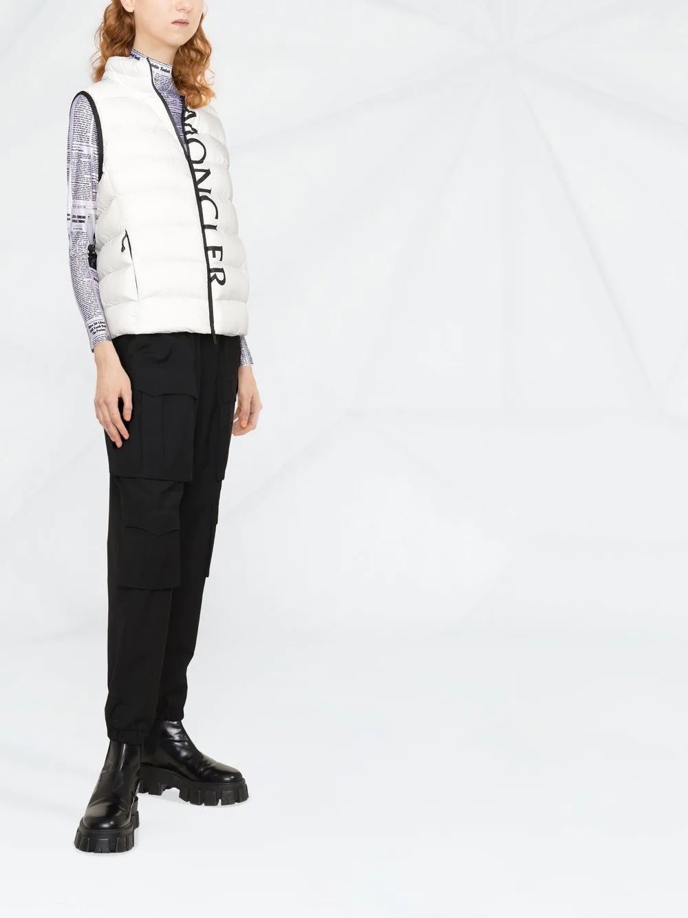 logo-print padded gilet - 3
