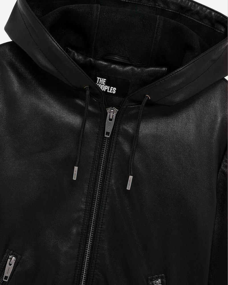 BLACK LEATHER HOODED JACKET 7