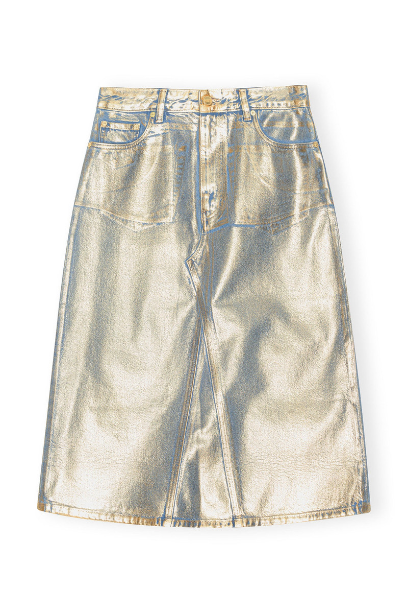 GOLD DENIM MIDI SKIRT 1