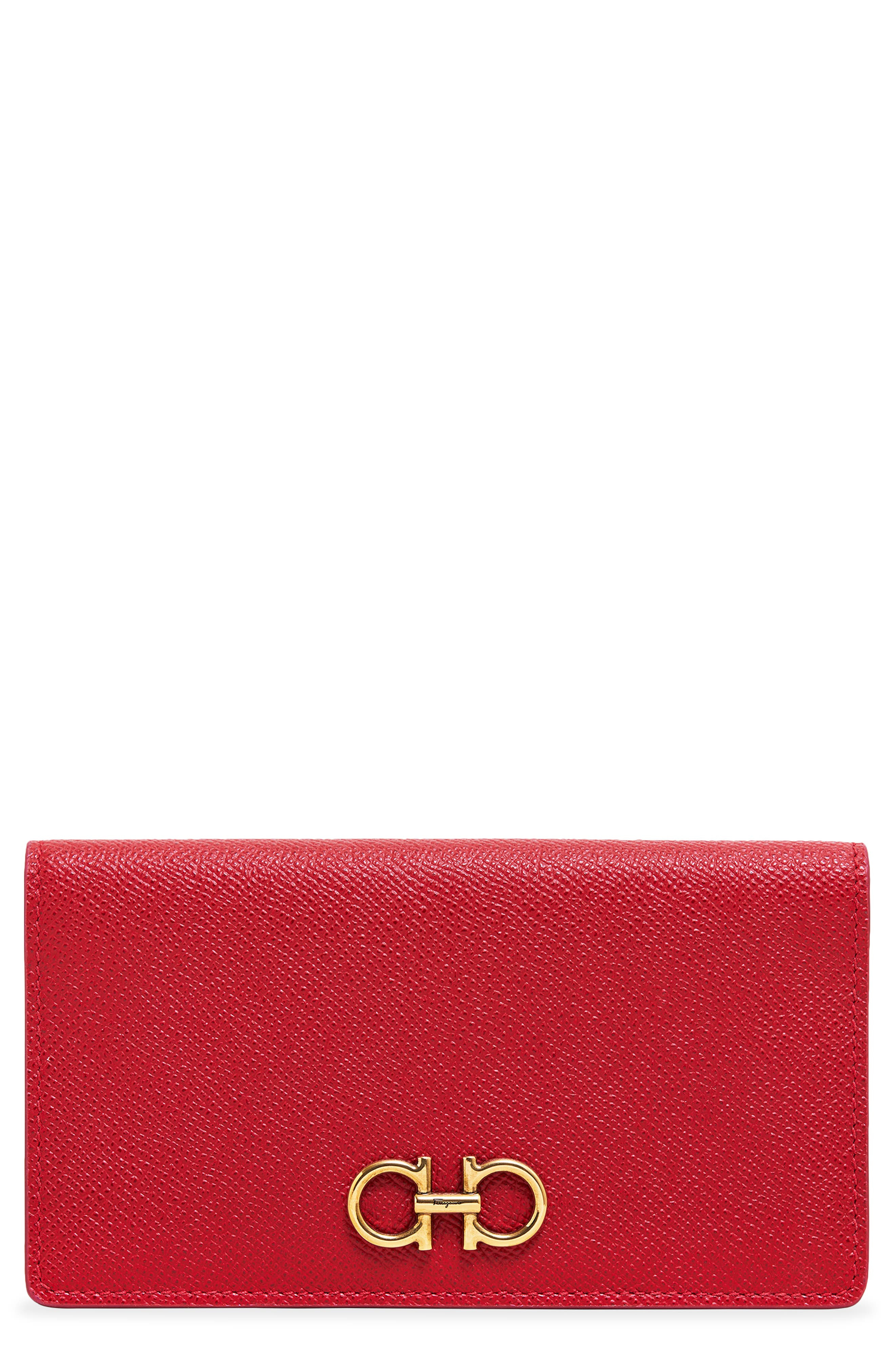 Salvatore Ferragamo Gancio Leather Continental Wallet in Lipstick Lipstick at Nordstrom - 1