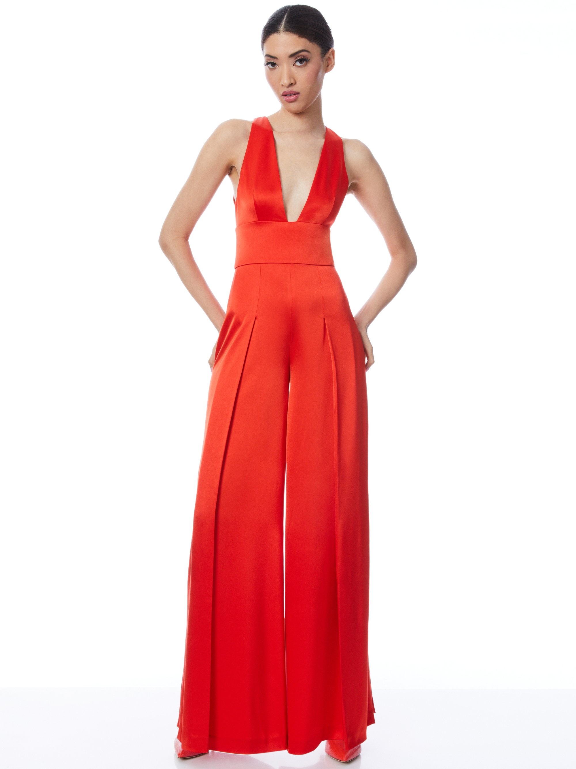 MYRTLE DEEP V-NECK WIDE LEG JUMPSUIT - 6
