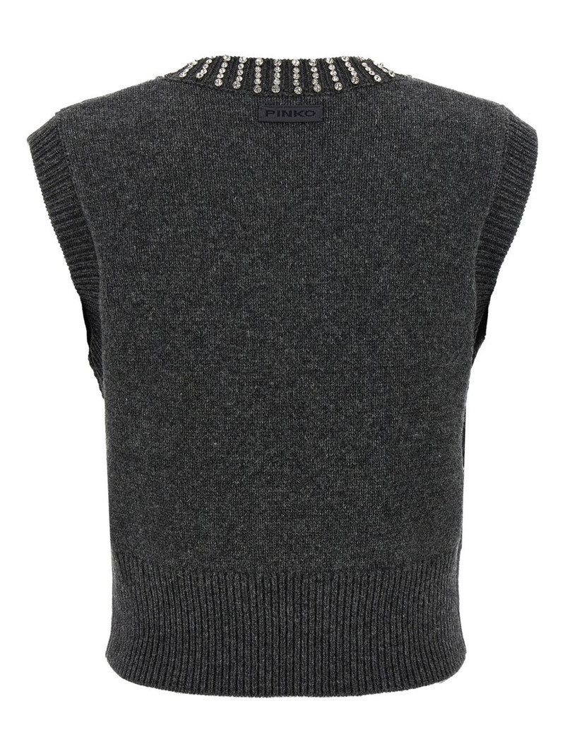 PINKO Ponziane crystal-embellished V-neck vest outlook