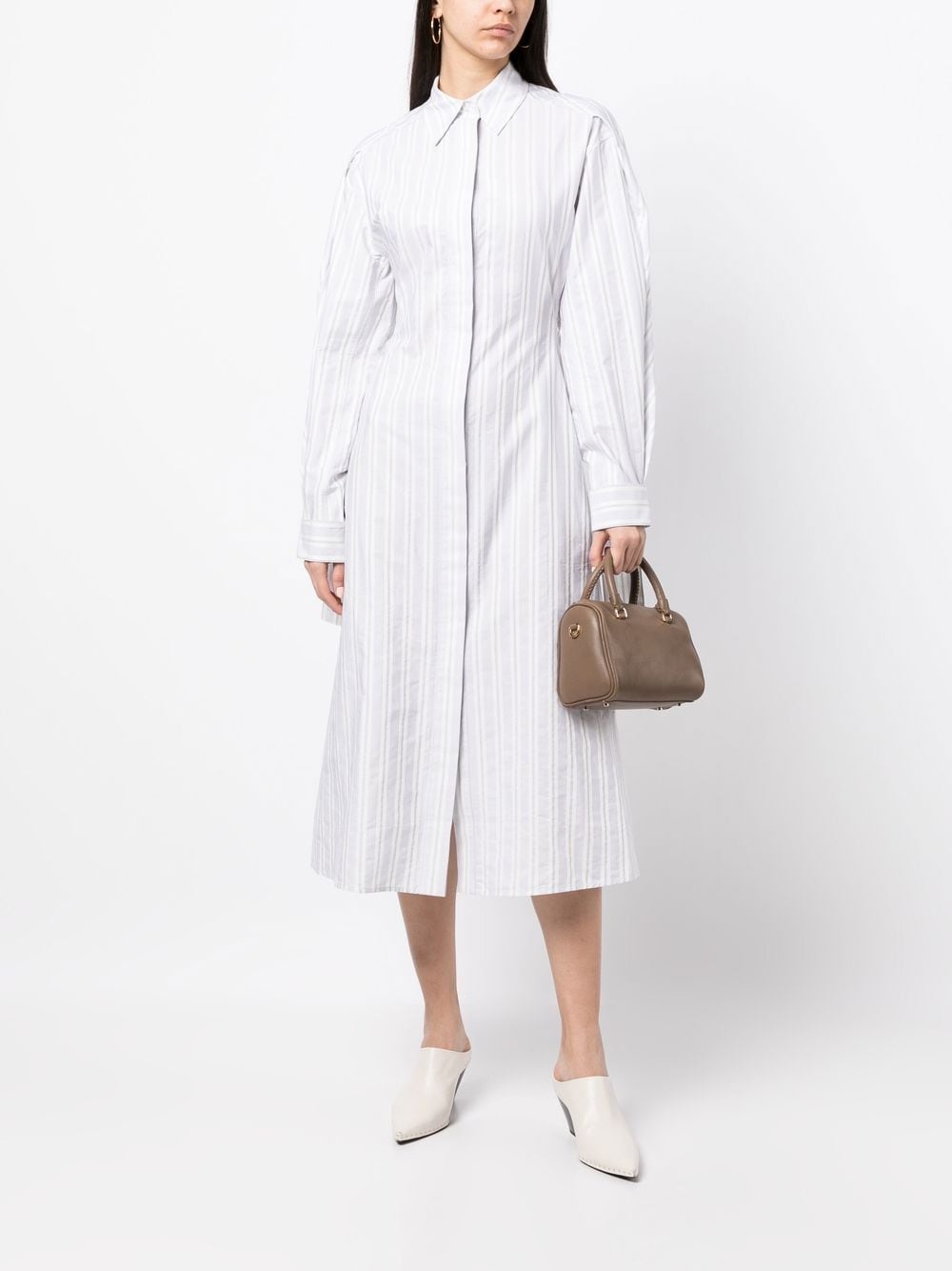 vertical-stripe shirt dress - 2